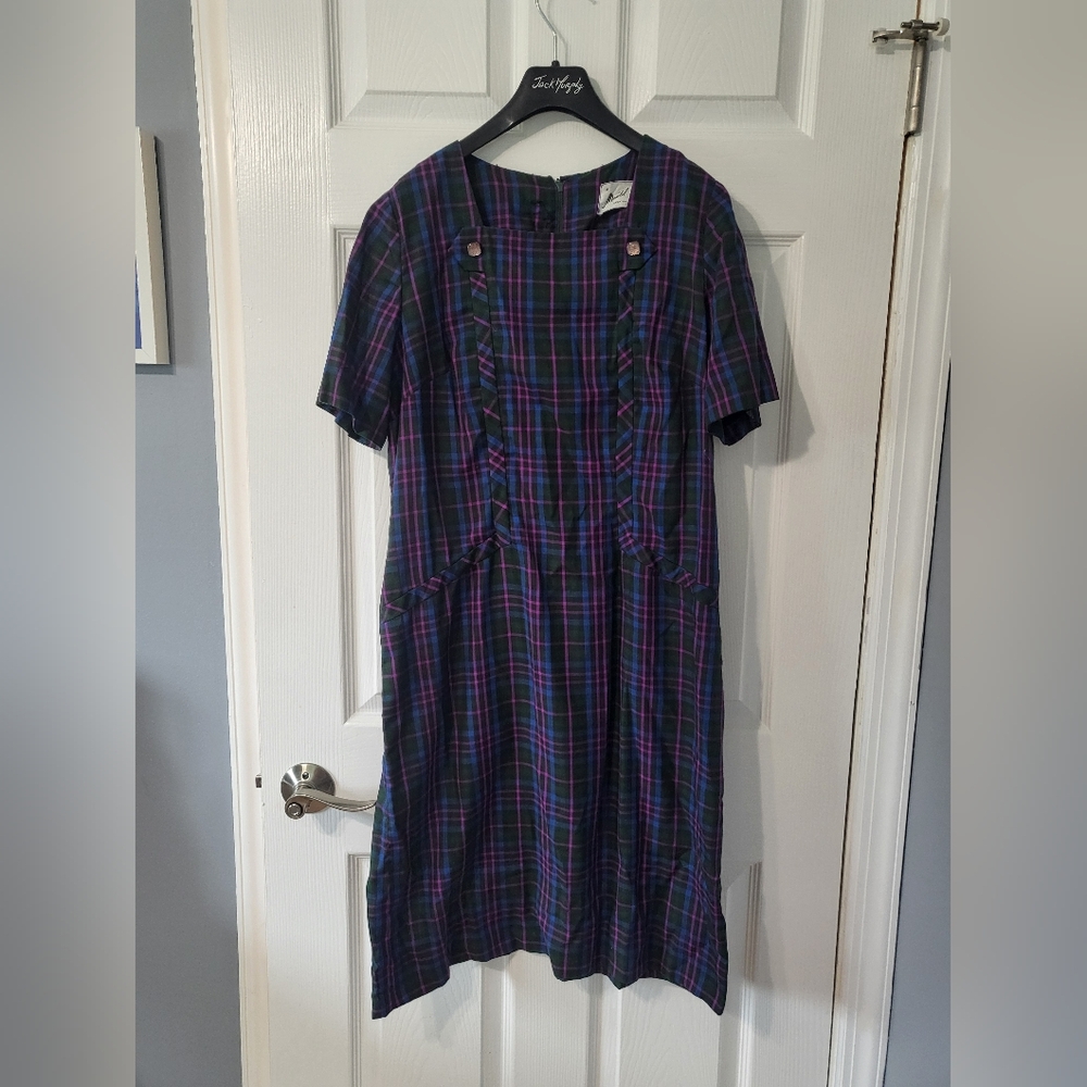 Vintage 80s Plaid Dress Set